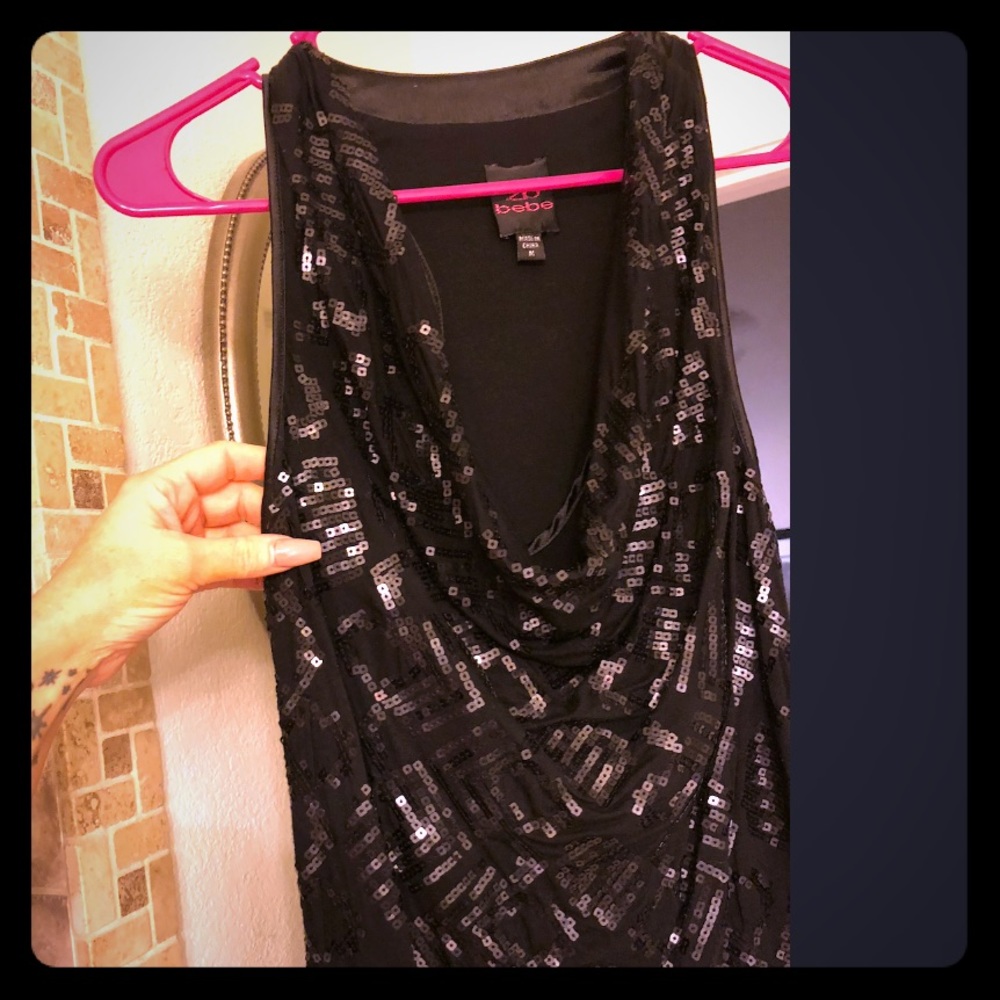 Bebe black sequin top